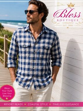 Brooks Brothers Navy and White Gingham Button-Down Shirt